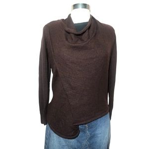 Allsaints Drina Cowl Neck Wine Cardigan 100% Wool Sz 2